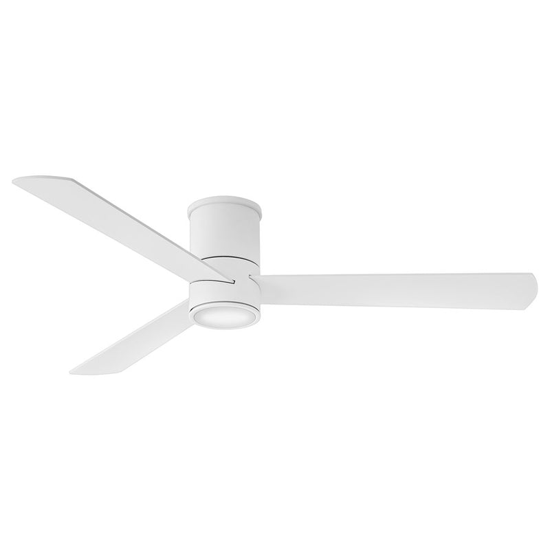 Hinkley Speck Flush 52in LED Smart Ceiling Fan | Modern Matte White Steel and White Polycarbonate Light Kit | Covered Patio & | Model 907552FMW-LDD