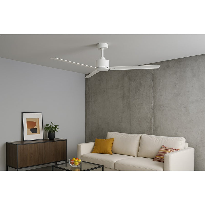 Hinkley Indy 72in Ceiling Fan | Modern Matte White Steel and Aluminum Blades | Indoor & Outdoor Wet-Rated Spaces | 72 x 72 x 12.75 in | Model 907972FMW-NWD