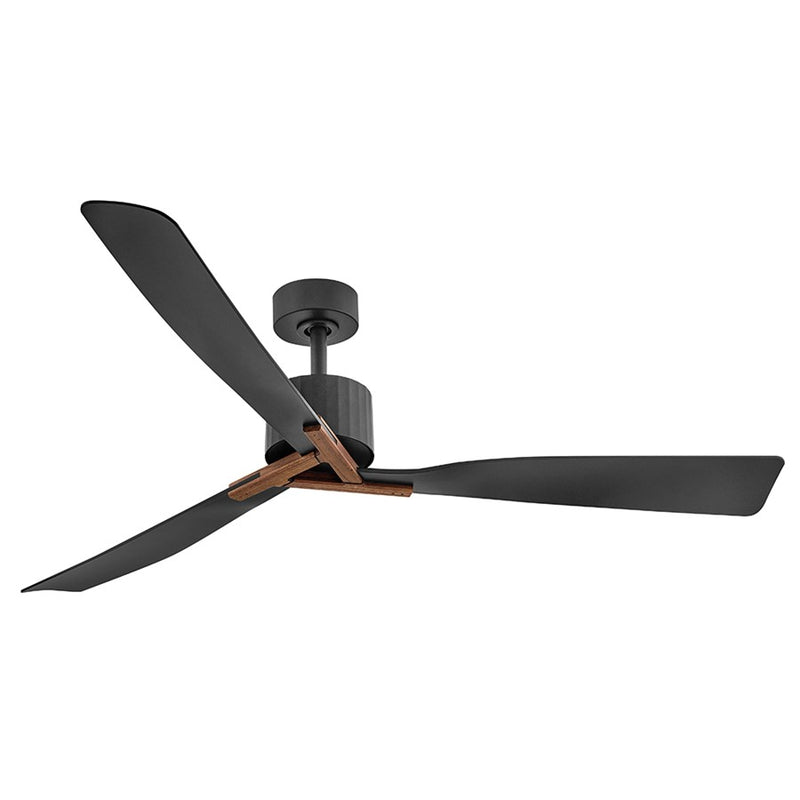 Hinkley Rafter 60in 3-Blade LED Smart Ceiling Fan | Modern Matte Black Steel and Walnut Composite Blades | Living Room & Covered | Model 908260FMB-LDD
