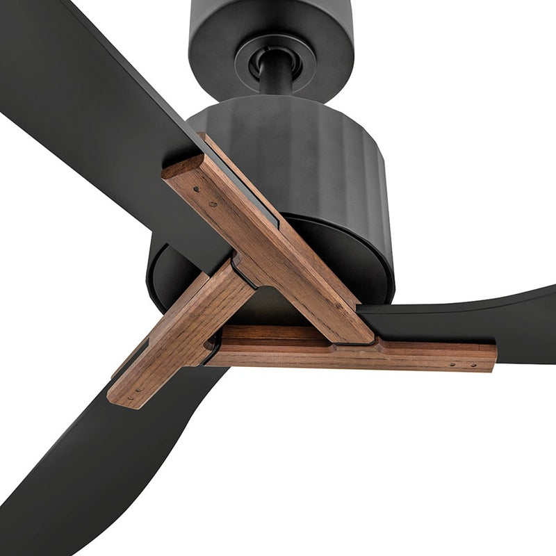 Hinkley Rafter 60in 3-Blade LED Smart Ceiling Fan | Modern Matte Black Steel and Walnut Composite Blades | Living Room & Covered | Model 908260FMB-LDD