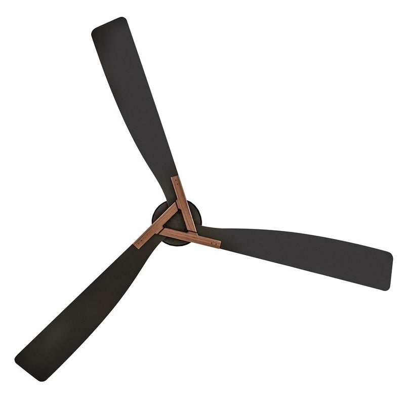 Hinkley Rafter 60in 3-Blade LED Smart Ceiling Fan | Modern Matte Black Steel and Walnut Composite Blades | Living Room & Covered | Model 908260FMB-LDD