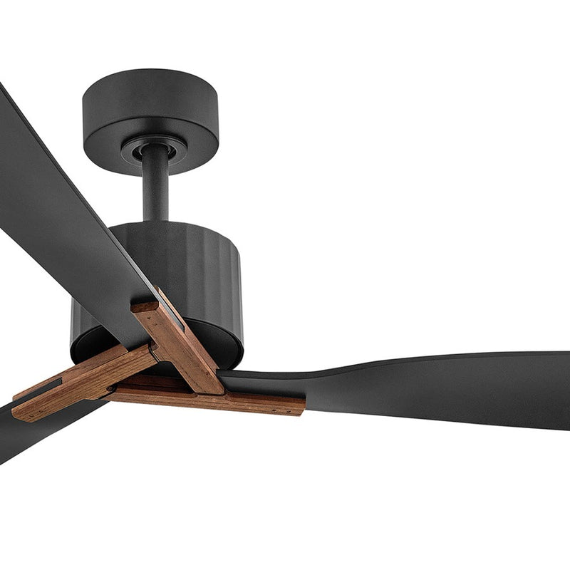 Hinkley Rafter 60in 3-Blade LED Smart Ceiling Fan | Modern Matte Black Steel and Walnut Composite Blades | Living Room & Covered | Model 908260FMB-LDD