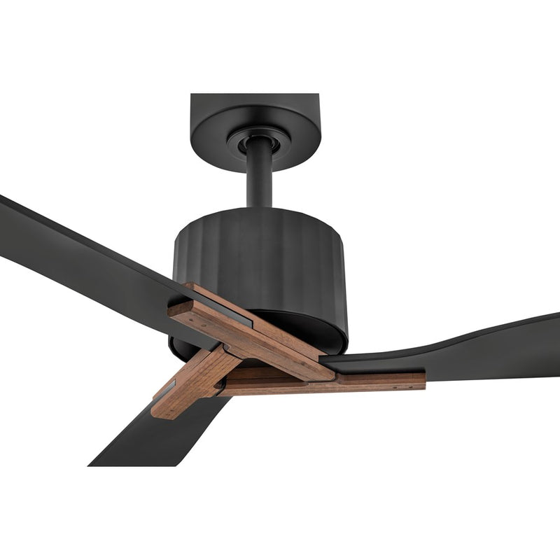 Hinkley Rafter 60in 3-Blade LED Smart Ceiling Fan | Modern Matte Black Steel and Walnut Composite Blades | Living Room & Covered | Model 908260FMB-LDD