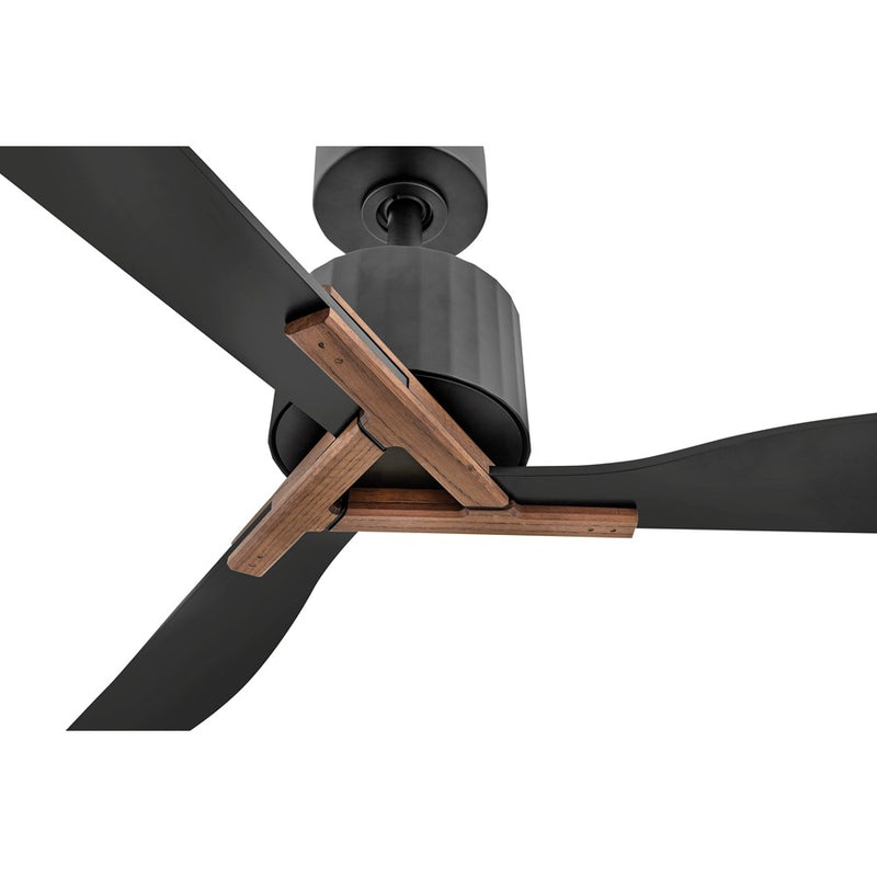 Hinkley Rafter 60in 3-Blade LED Smart Ceiling Fan | Modern Matte Black Steel and Walnut Composite Blades | Living Room & Covered | Model 908260FMB-LDD
