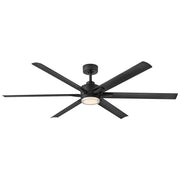 Hinkley Valor 66in 6-Blade LED Smart Ceiling Fan | Modern Industrial Matte Black Composite and White Acrylic Glass | Covered Patio & | Model 910566FMB-LWD