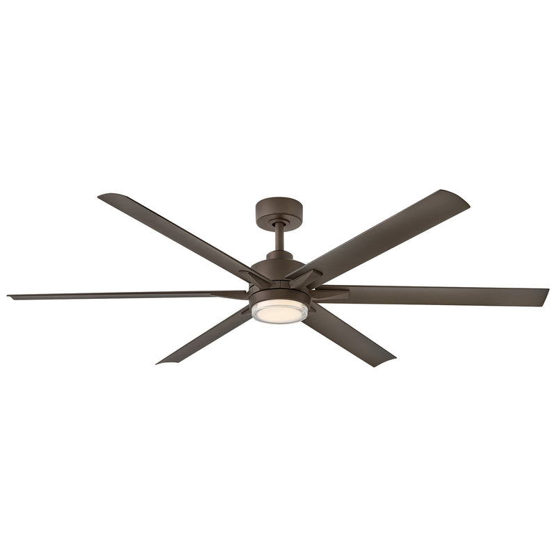 Hinkley Valor 66in LED Smart Ceiling Fan | Modern Industrial Composite Metallic Matte Bronze and White Glass | Covered Patio & | Model 910566FMM-LWD