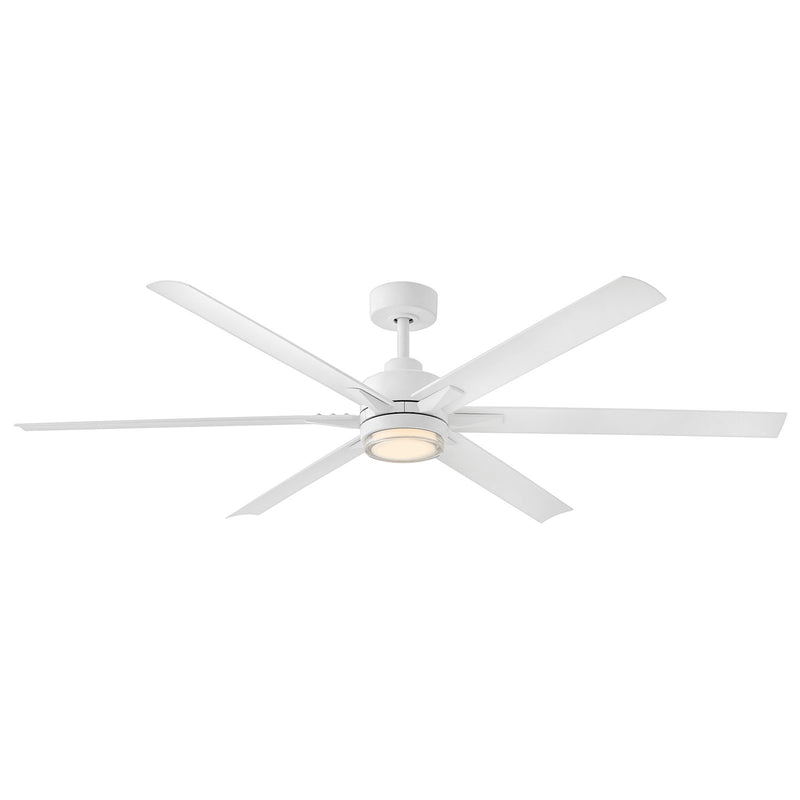 Hinkley Valor 66in 6-Blade LED Smart Ceiling Fan | Modern Matte White Composite and White Acrylic Glass | Covered Patio & Indoor | Model 910566FMW-LWD