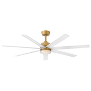 Hinkley Current 56in LED Smart Ceiling Fan | Transitional Heritage Brass Steel and Matte White Composite Blades | Covered Patio & | Model 910656FHB-LDD
