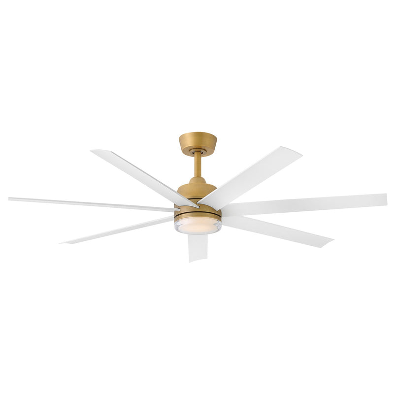 Hinkley Current 56in LED Smart Ceiling Fan | Transitional Heritage Brass Steel and Matte White Composite Blades | Covered Patio & | Model 910656FHB-LDD
