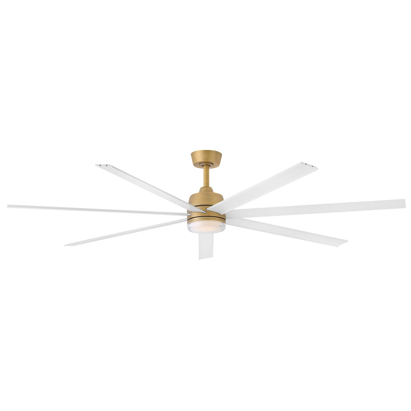 Hinkley Current 72in LED Smart Ceiling Fan | Transitional Heritage Brass Steel and Matte White Aluminum Blades | Covered Patio & | Model 910672FHB-LDD