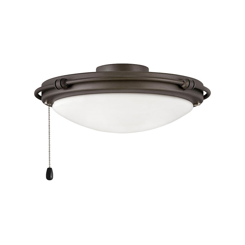 Hinkley Light Kit Rail Trim 24-LED Ceiling Fan Light Kit | Industrial Metallic Matte Bronze Steel and Etched Opal Glass | Covered Patio | Model 930004FMM