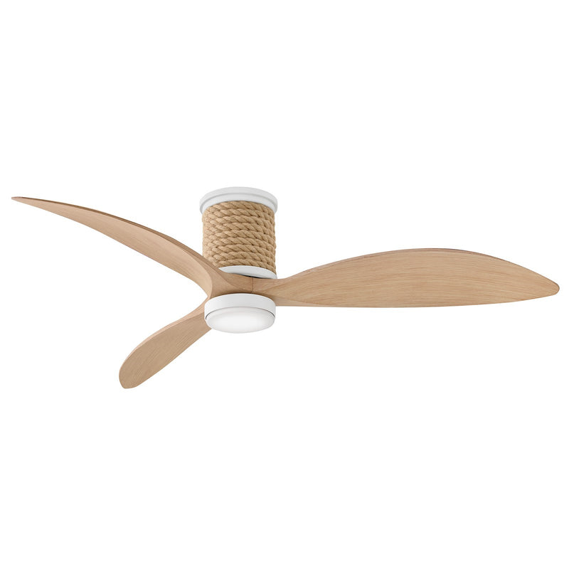 Hinkley Marin Flush 60in LED Smart Ceiling Fan | Coastal Matte White Steel and Natural Composite Blades | Indoor & Covered Outdoor | Model 943160FMN-LDD