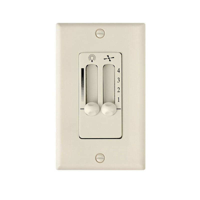 Hinkley Wall Control 4-Speed Dual Slide | Almond Composite Fan Control | Living Room & Bedroom Wall Switch | 3.25 x 3.25 x 5.25 in | Model 980008FAL