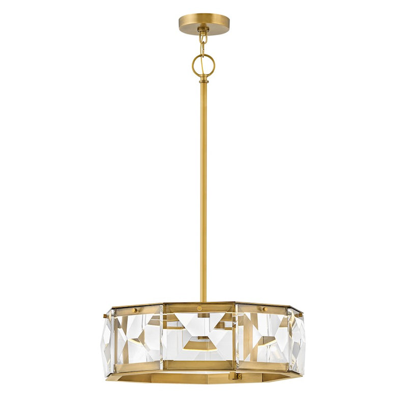 Hinkley Jolie 20in 6-Light LED Chandelier | Transitional Heritage Brass Steel and Faceted Clear Crystal | Dining Room & Living Room | Model FR30104HBR