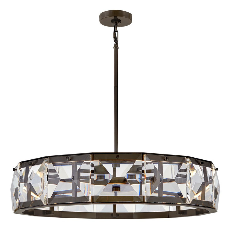 Hinkley Jolie 30in 1-Light Chandelier | Transitional Glam Black Oxide Steel and Faceted Clear Crystal | Living Room & Dining Room | 30 x | Model FR30105BX