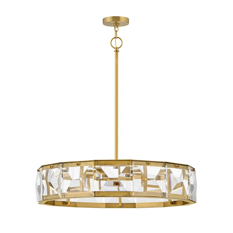 Hinkley Jolie 20in 6-Light LED Chandelier | Transitional Heritage Brass Steel and Faceted Clear Crystal | Dining Room & Living Room | Model FR30104HBR