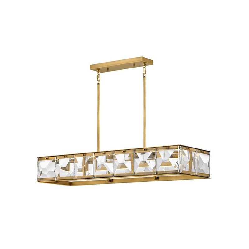 Hinkley Jolie 45in 12-Light Linear Chandelier | Transitional Glam Heritage Brass and Faceted Clear Crystal | Dining Room & Living Room | Model FR30106HBR