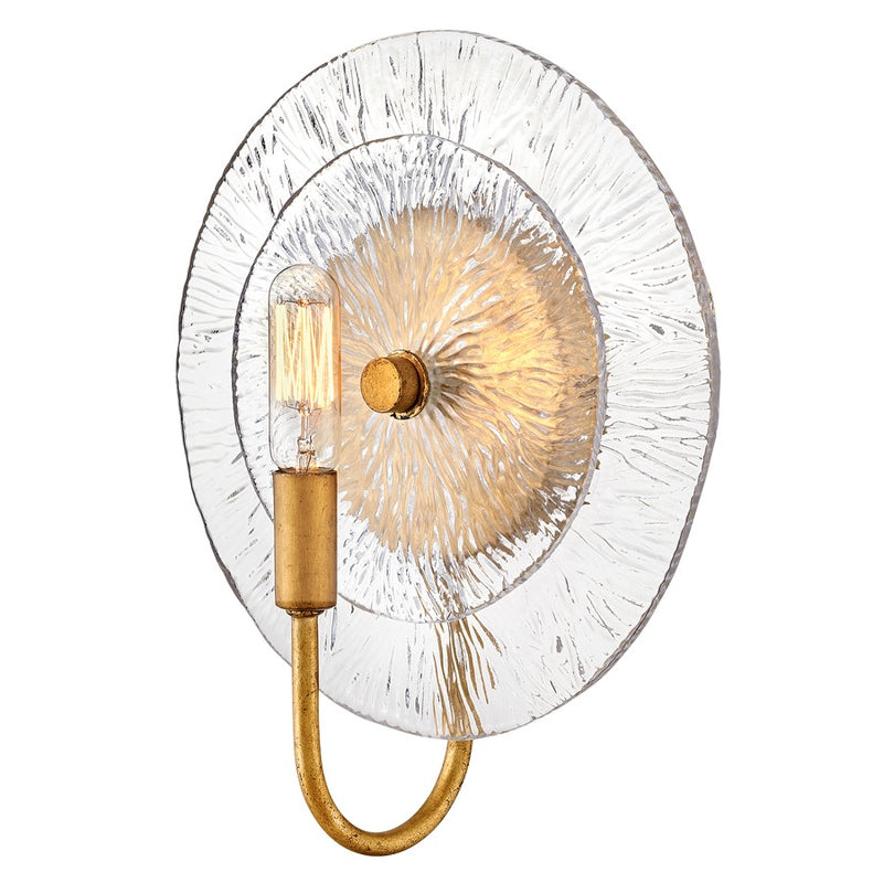 Fredrick Ramond Rene 1Lt Wall Mount, Distressed Brass/Clear Pressed