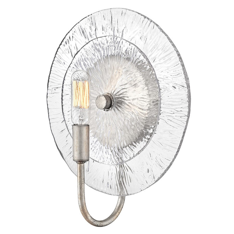 Hinkley Rene 1-Light Wall Sconce | Modern Glacial Steel and Clear Pressed Glass | Bedroom & Hallway Accent Light | 4 x 10 x 11 in | Model FR30120GG