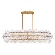Fredrick Ramond Rene 8Lt Chandelier, Distressed Brass/Clear Pressed - FR30124DA