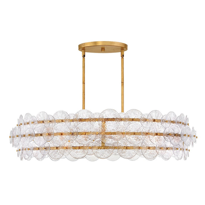 Fredrick Ramond Rene 8Lt Chandelier, Distressed Brass/Clear Pressed - FR30124DA
