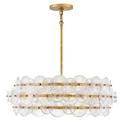 Fredrick Ramond Rene 6Lt Chandelier, Distressed Brass/Clear Pressed - FR30126DA