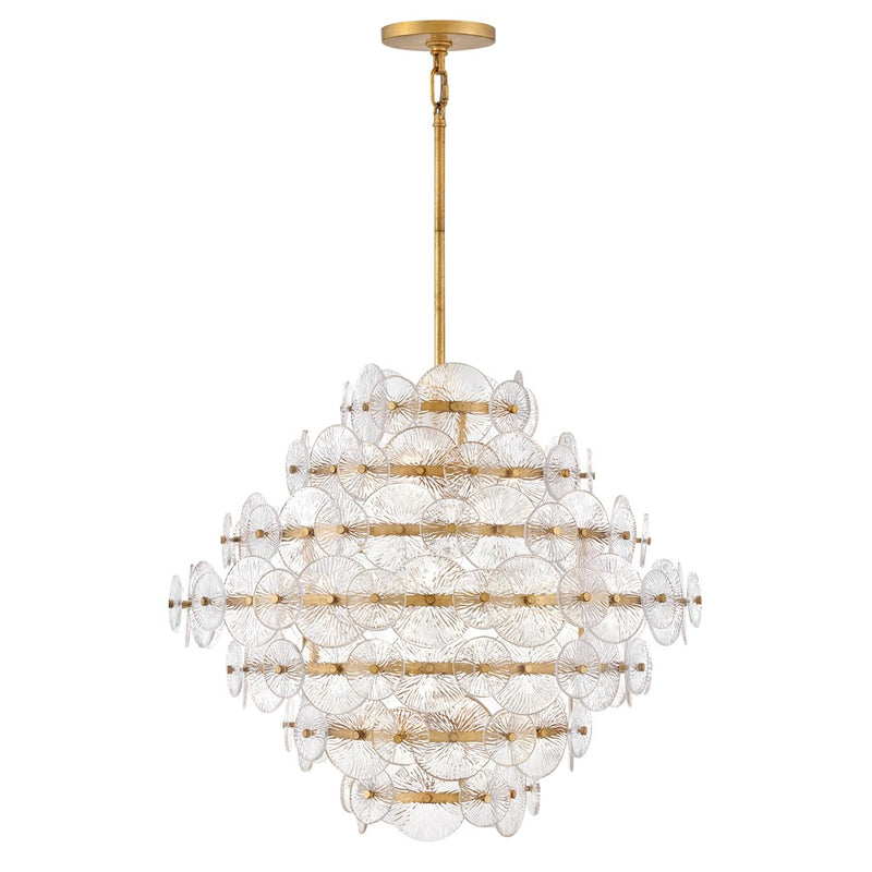 Fredrick Ramond Rene 16Lt Chandelier, Brass/Clear Pressed