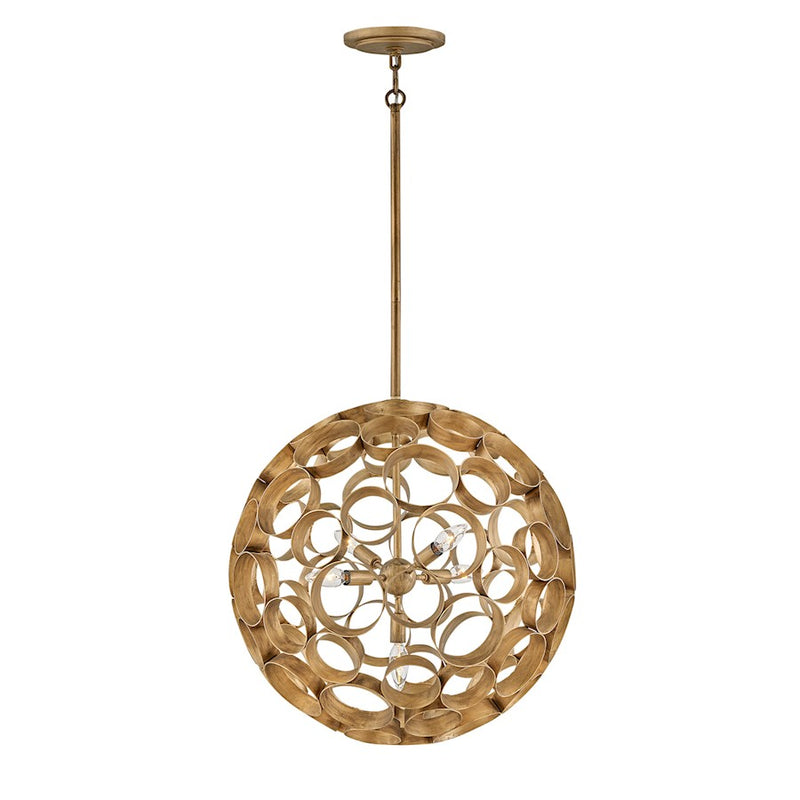 Hinkley Centric 28in 6-Light Orb Chandelier | Transitional Burnished Gold Steel Open Frame | Living Room & Dining Room | 28 x 28 x 37 in | Model FR30146BNG