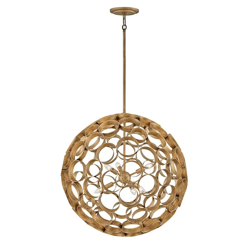 Hinkley Centric 28in 6-Light Orb Chandelier | Transitional Burnished Gold Steel Open Frame | Living Room & Dining Room | 28 x 28 x 37 in | Model FR30146BNG