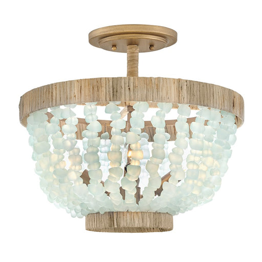 Fredrick Ramond Dune 4Lt Semi-Flush Mount, Gold/Blue Sea Glass - FR30203BNG-BG