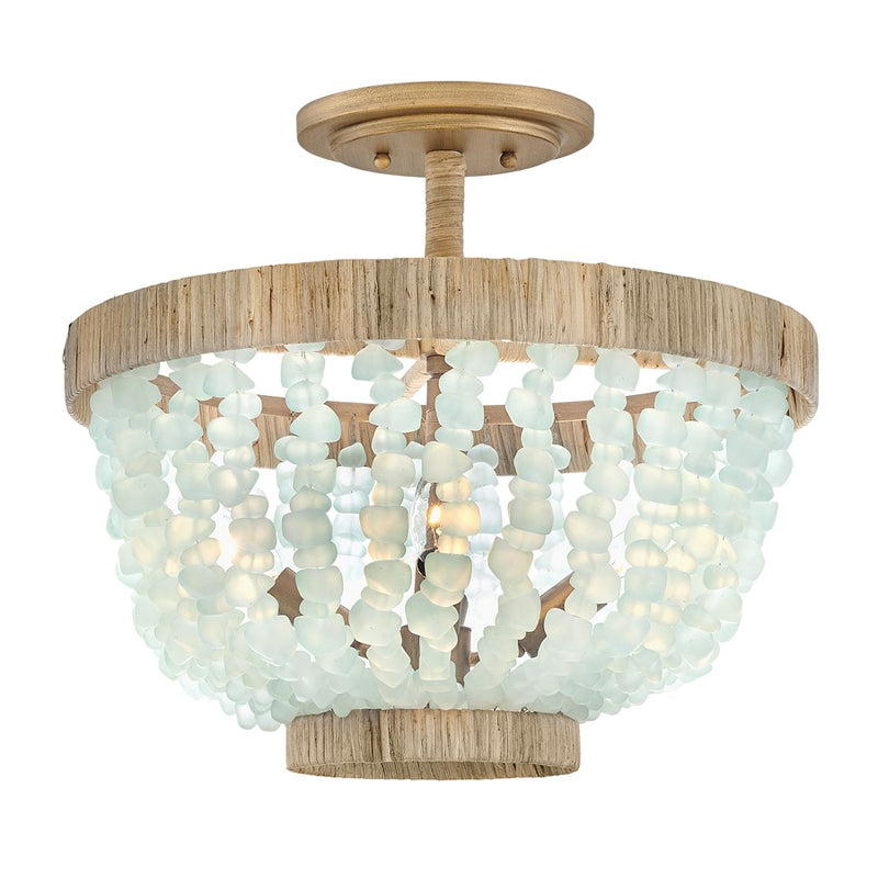 Fredrick Ramond Dune 4Lt Semi-Flush Mount, Gold/Blue Sea Glass