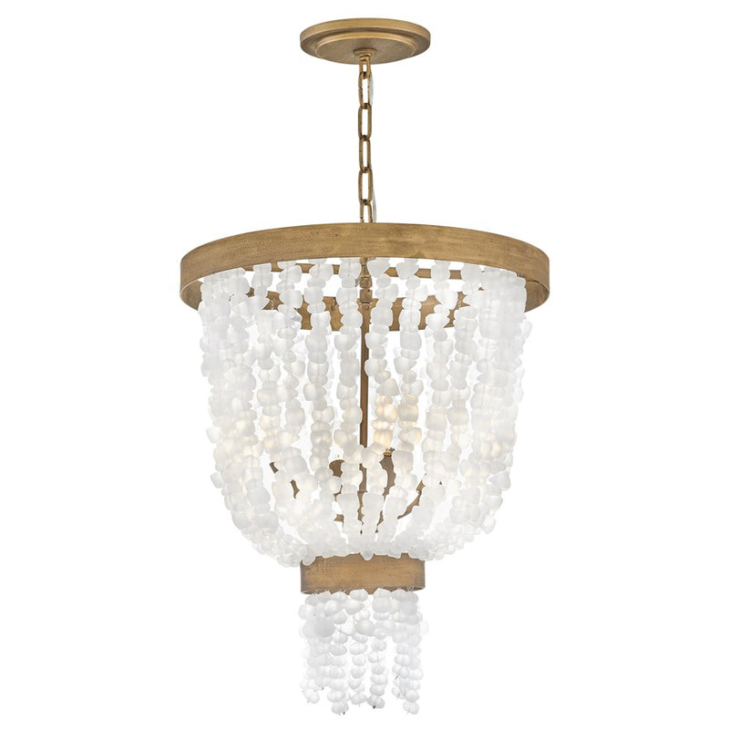 Fredrick Ramond Dune 4Lt Pendant, Gold/Soft White Sea Glass