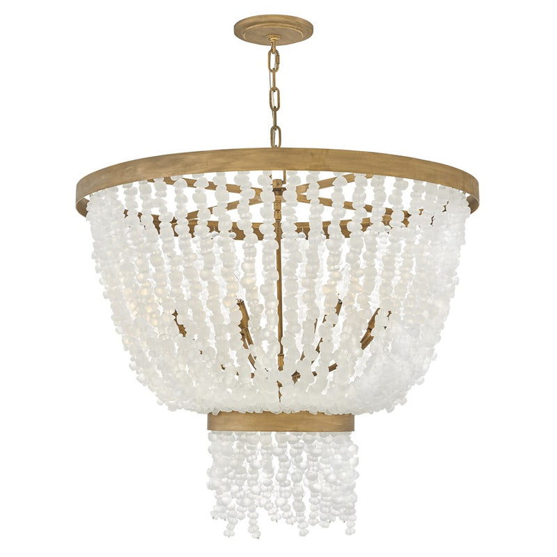 Fredrick Ramond Dune 8Lt Chandelier, Gold/Soft White Sea Glass
