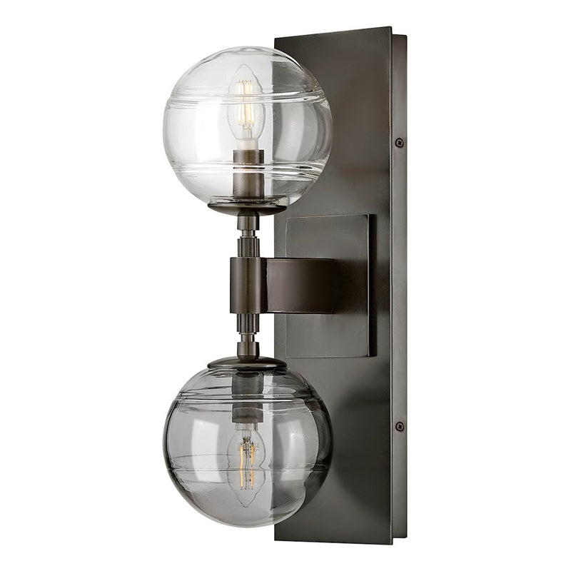 Hinkley Oberon 2Lt Wall Mount, Black Oxide/Multi-Colored Swirl