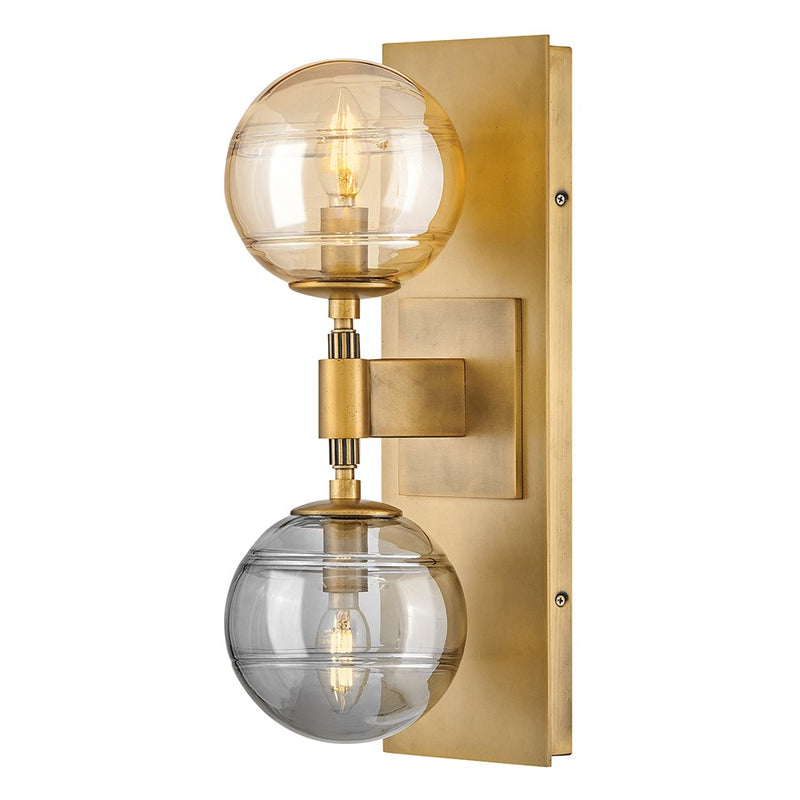 Fredrick Ramond Oberon 2Lt Wall Mount, Brass/Multi-Colored Swirl