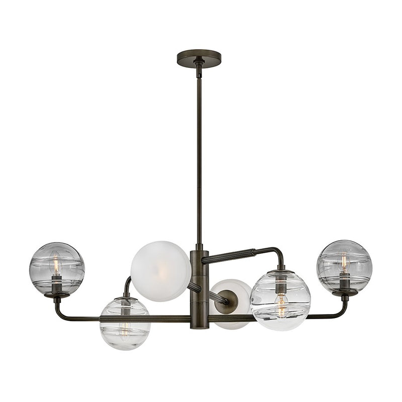Hinkley Oberon 6Lt Chandelier, Black Oxide/Multi-Colored Swirl