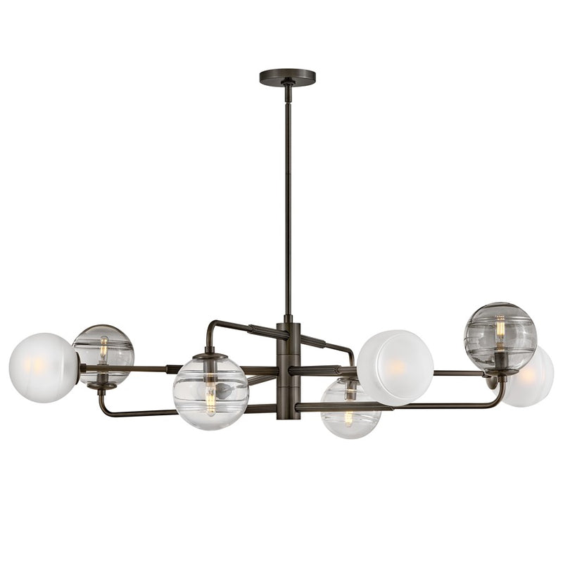 Hinkley Oberon 8Lt Chandelier, Black Oxide/Multi-Colored Swirl