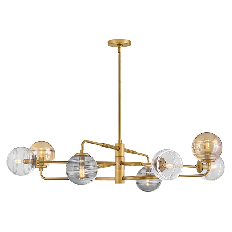 Fredrick Ramond Oberon 8Lt Chandelier, Brass/Multi-Colored Swirl