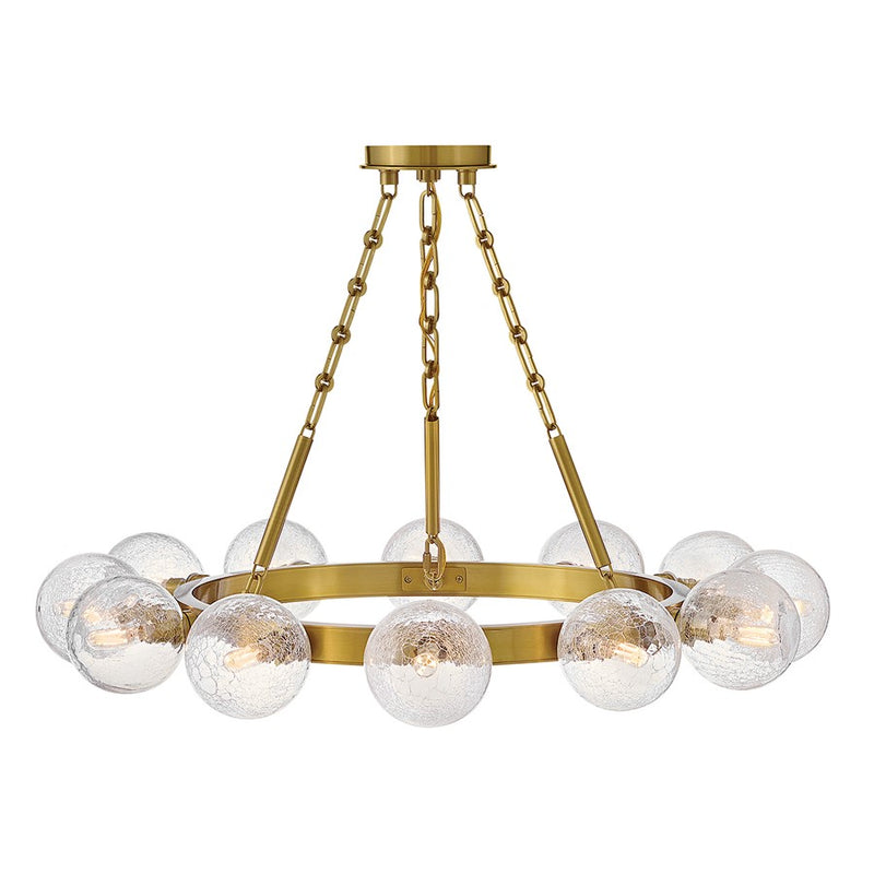Fredrick Ramond Coco 12 Light Chandelier, Lacquered Brass/Crackle