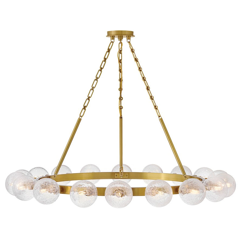 Fredrick Ramond Coco 18 Light Chandelier, Lacquered Brass/Crackle