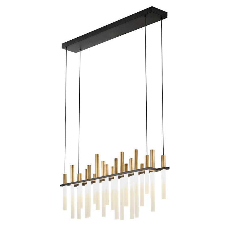 Hinkley Echo 39in LED Linear Chandelier | Modern Black Steel and Etched Acrylic | Dining Room & Living Room | 5 x 39 x 18 in | Model FR30705BLK