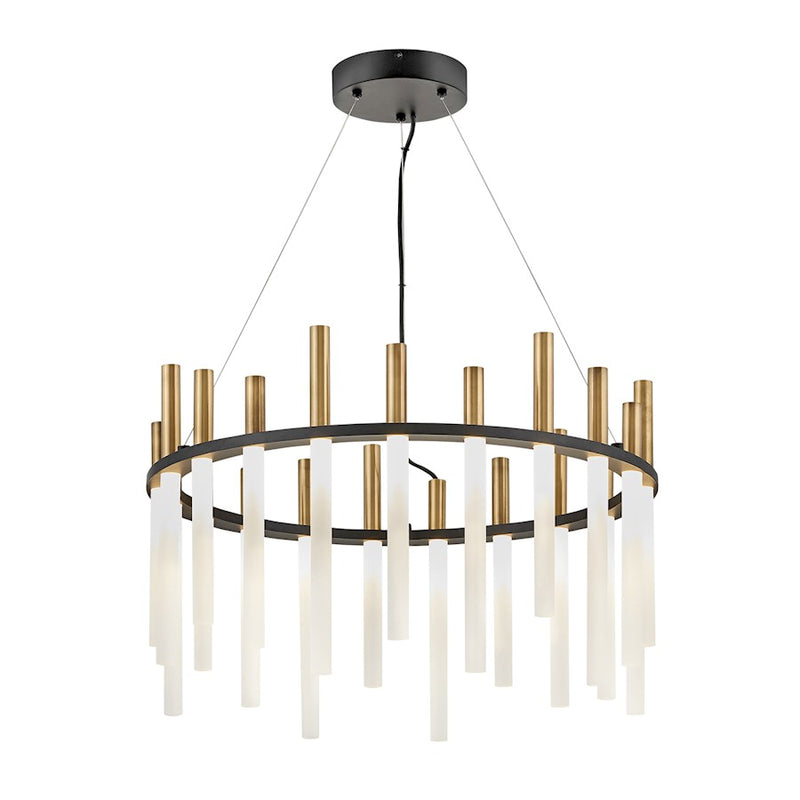 Hinkley Echo 26in LED Chandelier | Modern Black Steel and Etched Acrylic | Living Room & Dining Room | 7560 Lumens, 3000K, Dimmable | Model FR30706BLK