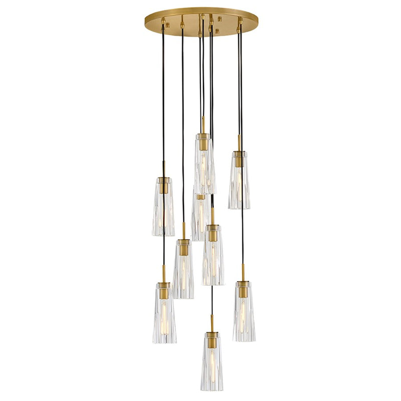 Fredrick Ramond Cosette 9Lt Pendant, Brass/Clear Crystal - FR31104HBR-CL