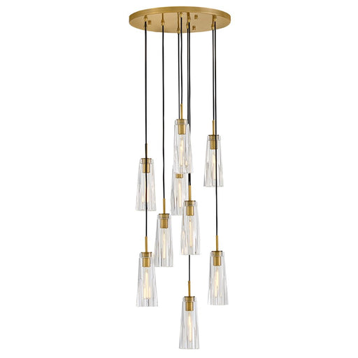 Fredrick Ramond Cosette 9Lt Pendant, Brass/Clear Crystal - FR31104HBR-CL
