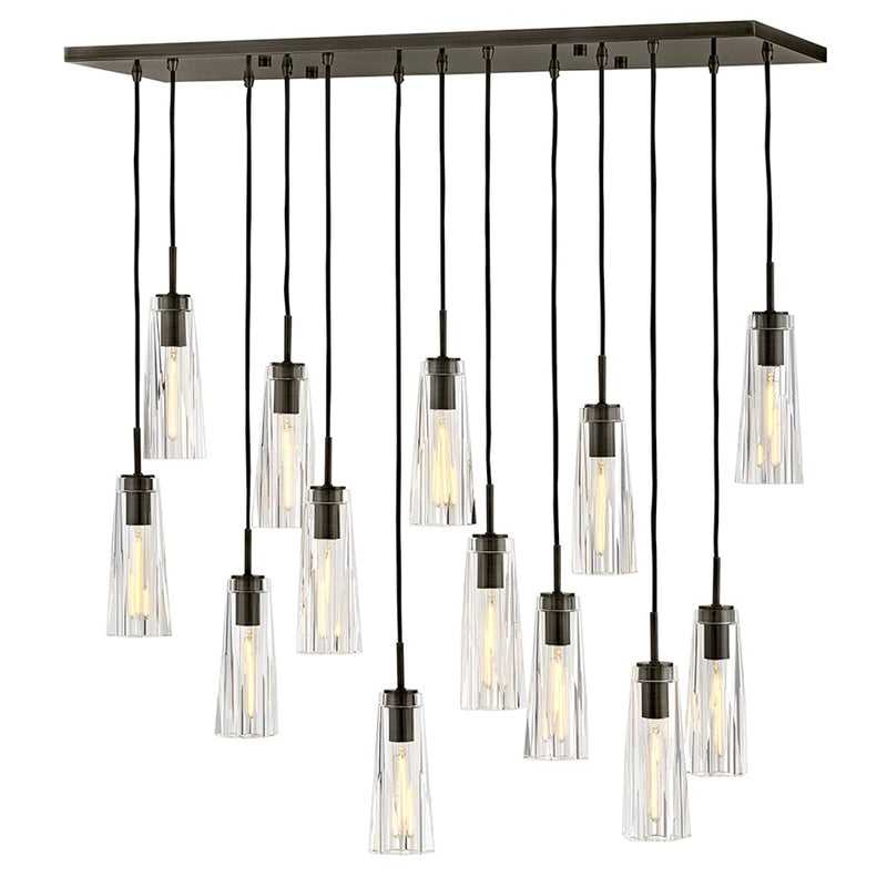 Hinkley Cosette 46in 13-Light Chandelier | Transitional Black Oxide Steel and Clear Crystal | Dining Room & Living Room | 13 x 46 x | Model FR31105BX-CL