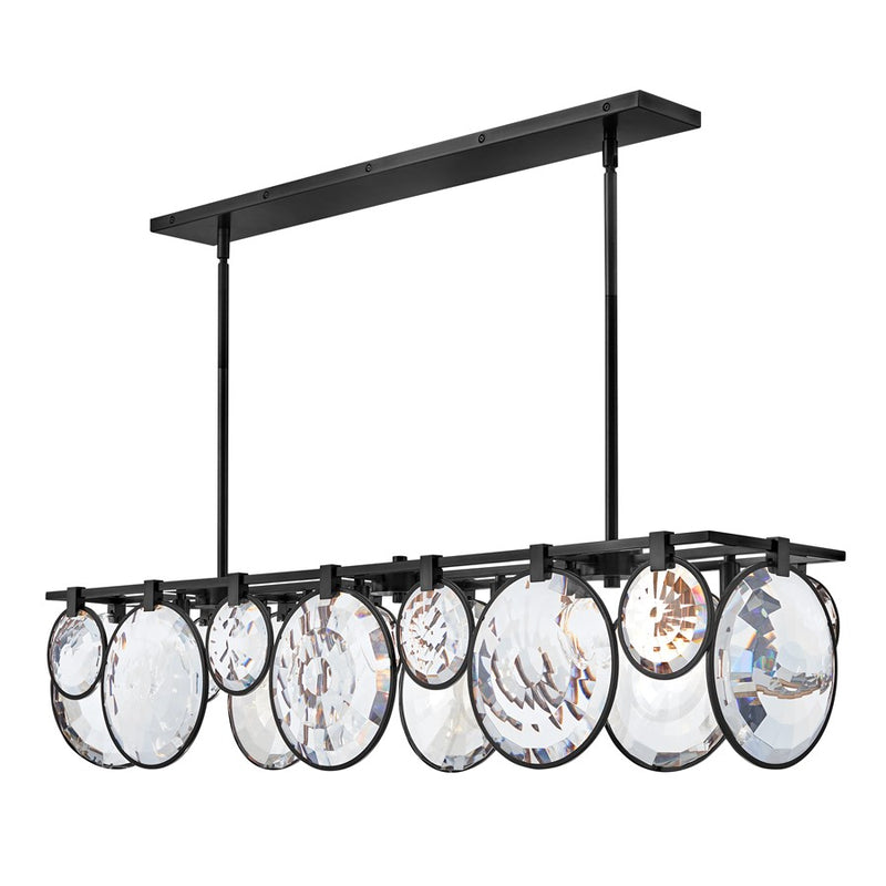 Hinkley Nala 49in 8-Light Chandelier | Traditional Black Steel and Optic Crystal | Dining Room & Living Room | 11 x 49 x 10 in | Model FR31266BLK