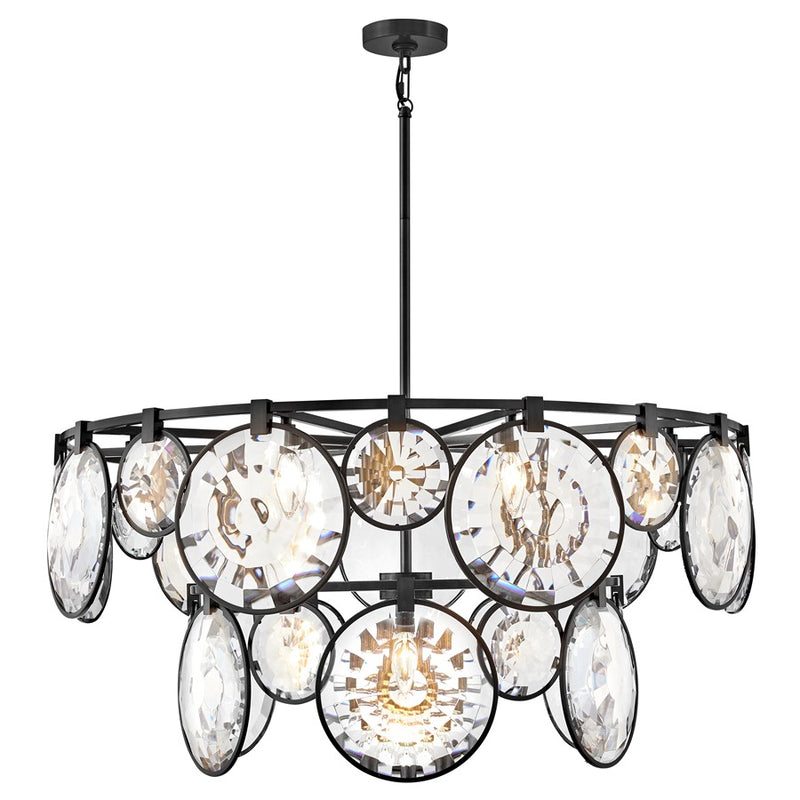 Fredrick Ramond Nala 15 Light Chandelier, Black/Optic Crystal