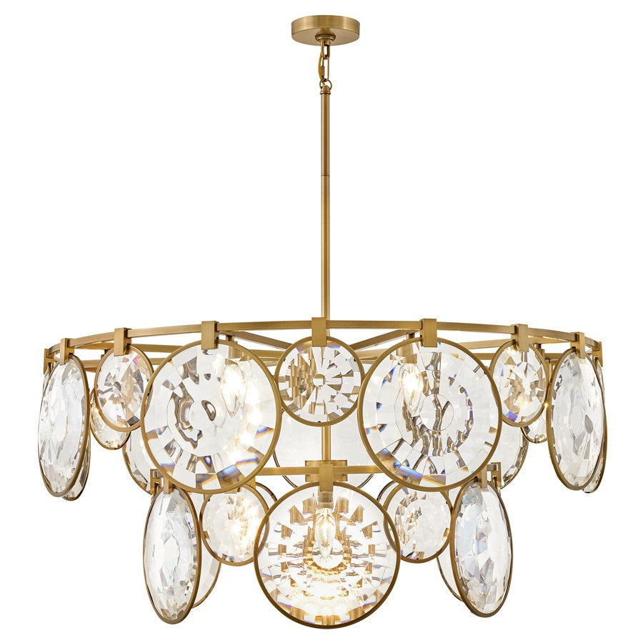 Fredrick Ramond Nala 15Lt Chandelier, Heritage Brass/Optic Crystal - FR31268HBR