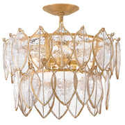 Fredrick Ramond Amira 4Lt 19" Semi Flush, Brass/Clear Pressed - FR32603DA