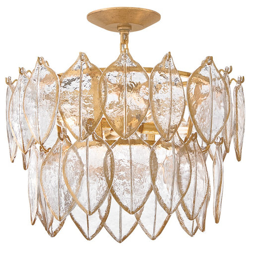 Fredrick Ramond Amira 4Lt 19" Semi Flush, Brass/Clear Pressed - FR32603DA